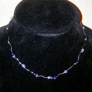 Silver Blue + Clear Necklace